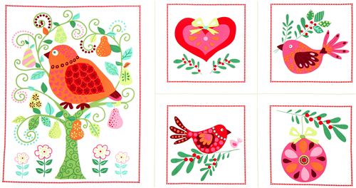 Christmas fabric bird pear tree ball par Michael Miller 3