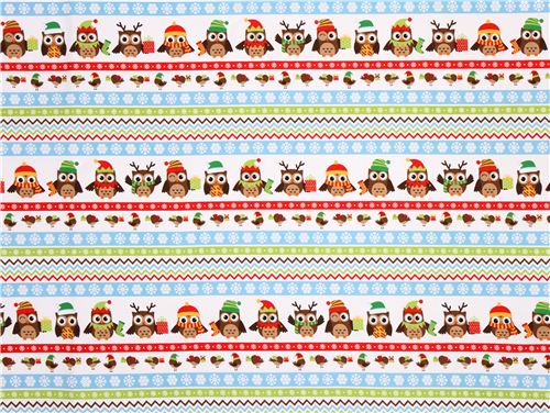 Christmas owl stripe flannel fabric Holiday Hoot 2