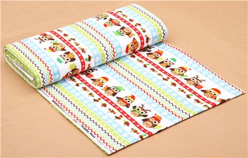 Christmas owl stripe flannel fabric Holiday Hoot 3