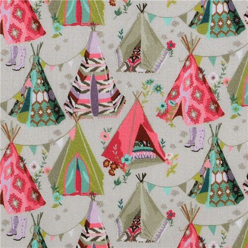 Colourful Tipis Floral Prairie Fabric