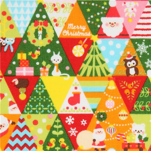 Cosmo multicolor con triángulos árbol de Navidad Tela
