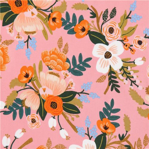Cotton and Steel Rayon fabric with flowers Fabric