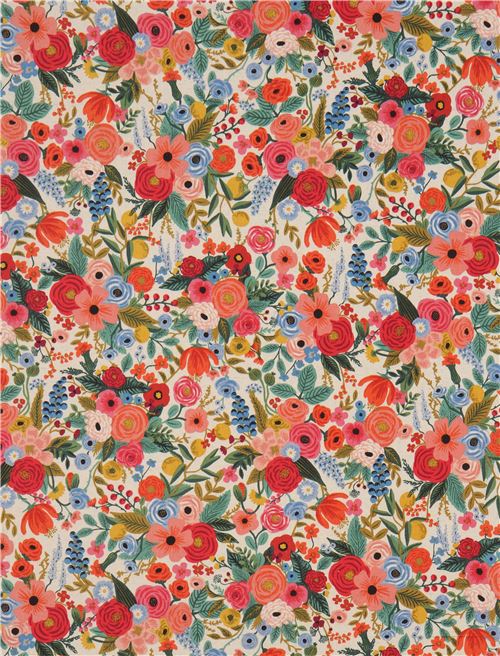 Remnant 37 cm - Cotton and Steel Rifle Paper Co canvas fabric with flowers 2