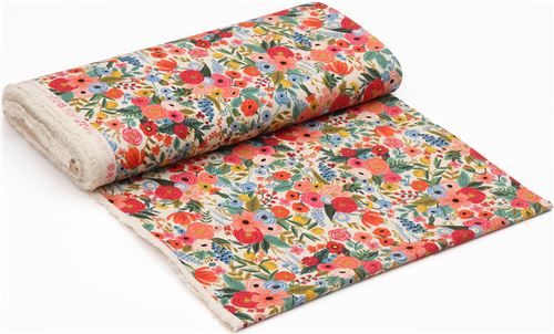 Remnant 37 cm - Cotton and Steel Rifle Paper Co canvas fabric with flowers 3