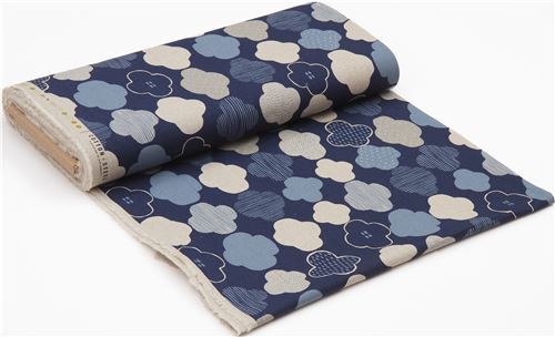 Fat Quarter (50 x 56 cm) - Cotton and Steel navy blue clover shape canvas fabric 3