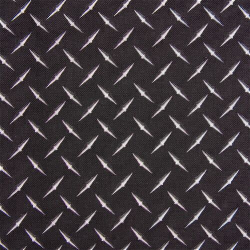 Criss cross metal markings on black fabric Quilting Treasures Fabric