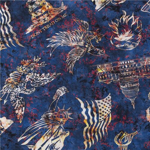 Tela azul oscuro estilo batik iconos EE. UU. Tela