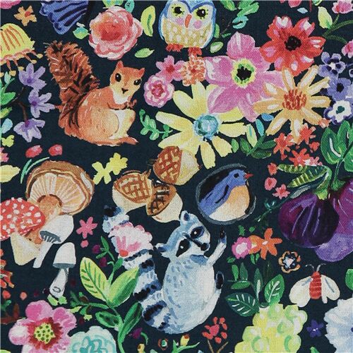 Dear Stella Tree of Life colourful animals flowers cotton fabric Fabric