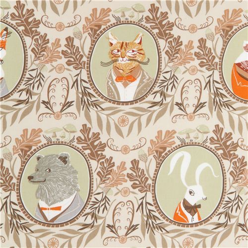 tessuto beige Dear Stella ritratti di animali Tessuto
