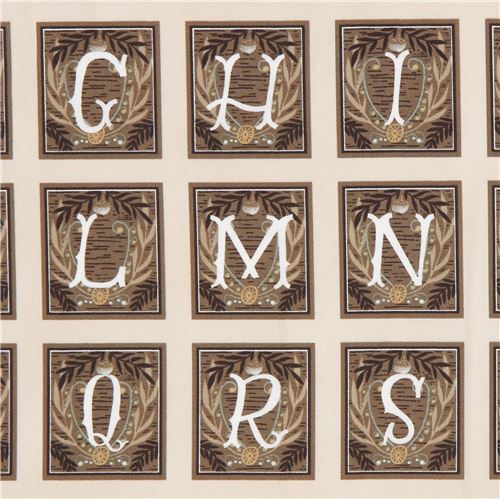 Alphabet Forestier Fantaisiste En Bois Marron Tissu