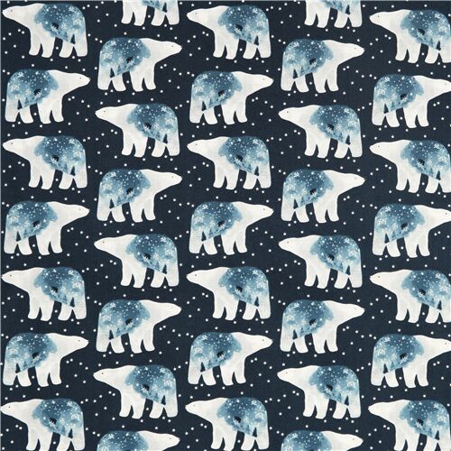 dunkelgrau weiße Eisbären extra breiter Minky Stoff