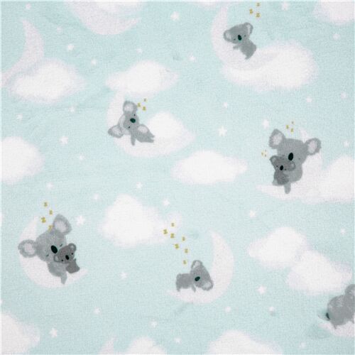 extrabreiter Minky-Stoff Hellblauer Koala-Tier Stoff