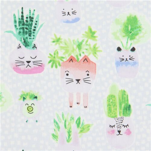 Tissu bleu-gris ple avec des animaux et des plantes Tissu