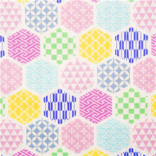 Colourful Hexagonal Traditional Japanese Patterns Fabric