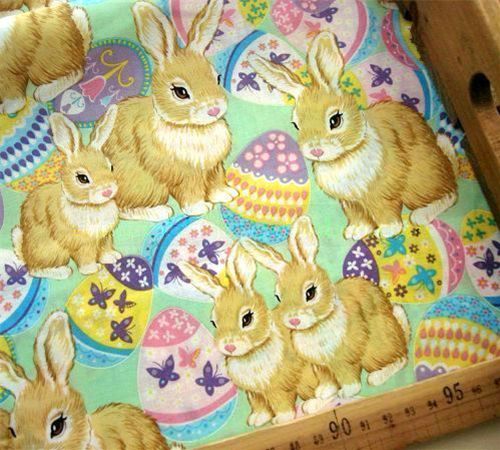 Easter Bunny fabric with coloured eggs 0.5m 1
