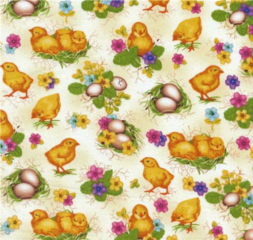 Easter fabric chick Easter eggs flowers