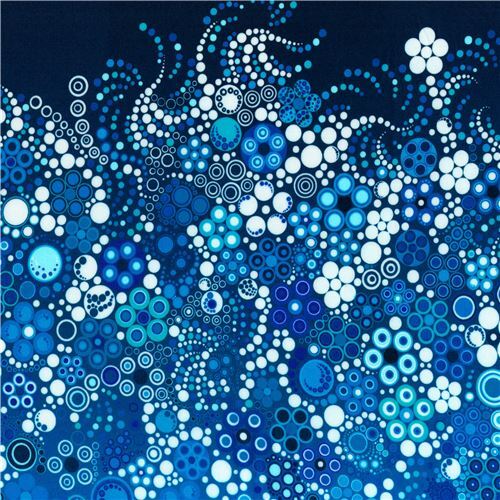 Resto de 39 cm - Tela Effervescence Digital de Robert Kaufman con c�rculos en azul 2