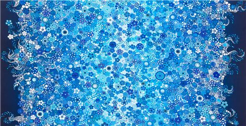 Tela Effervescence Digital de Robert Kaufman con crculos en azul Tela