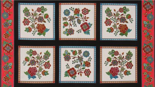 Tuscon Tile Colorful Flower Squares Fabric