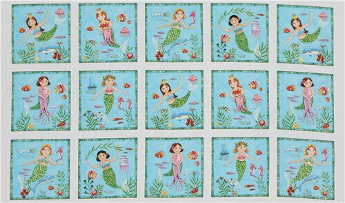 Tissu  panneaux avec des sirnes multicolores Tissu