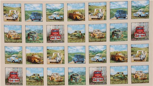 Resto de (27 x 110 cm) - Elizabeths Studio tela con paneles de camionetas pick up antiguas