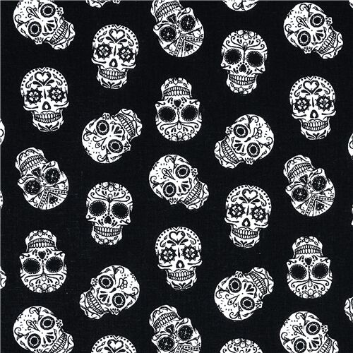 Halloween Schwarze Und Weie Zuckerschdel Stoff