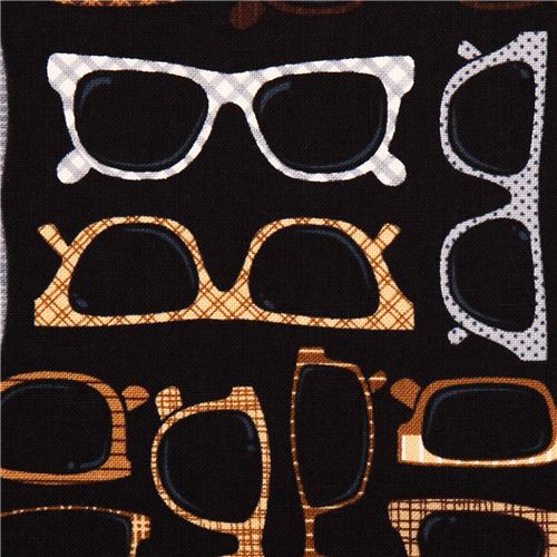 schwarzer Hipster Brillen Stoff von Timeless Treasures USA Stoff