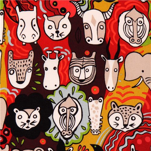 Faces of Liwaza animal fabric by Alexander Henry USA Fabric
