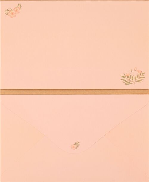 Flamingo letter set pastel peach 3 envelopes 6 sheets paper 3