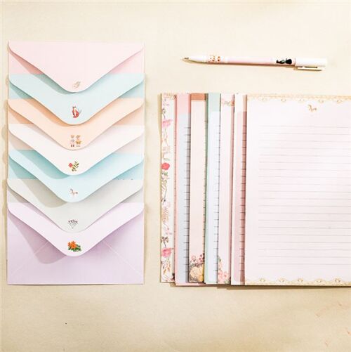 Flamingo letter set pastel peach 3 envelopes 6 sheets paper 5