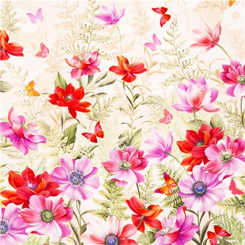 Floral Garden Gradient Border Fabric