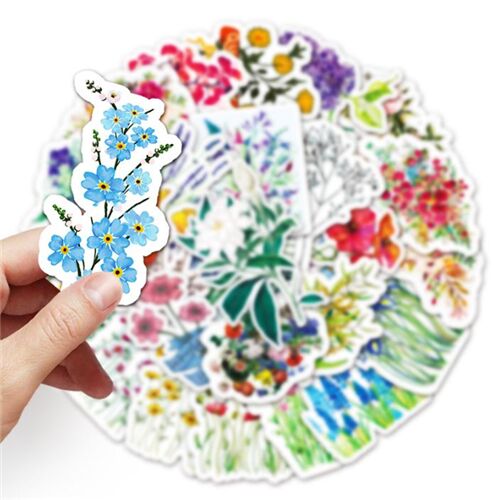 Paquete de pegatinas troqueladas lindas flores de colores 50 modelos diferentes 2