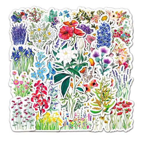 Paquete de pegatinas troqueladas lindas flores de colores 50 modelos diferentes 5
