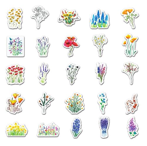 Paquete de pegatinas troqueladas lindas flores de colores 50 modelos diferentes 6
