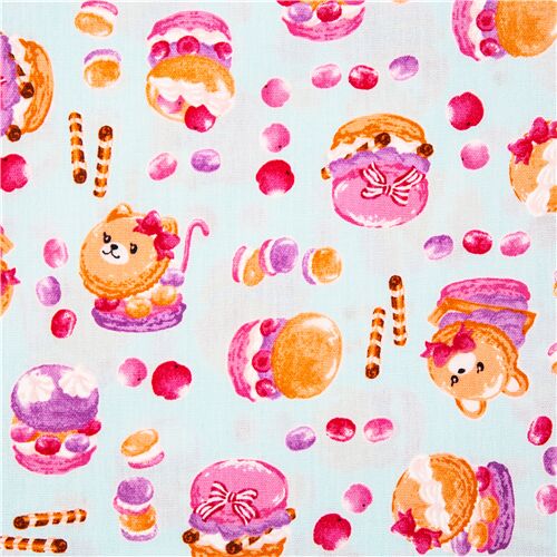 Kawaii Fluffy Animal Macarons Cat Bear Fabric