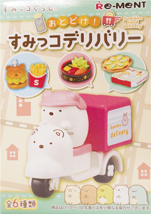 Boîte de miniatures Sumikkogurashi Re-Ment 6 thèmes livraison de nourriture