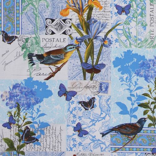 French theme Michael Miller fabric blue lily 1