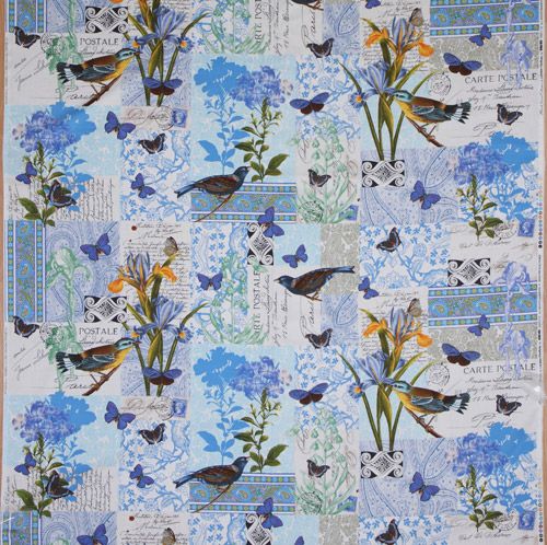 French theme Michael Miller fabric blue lily 2