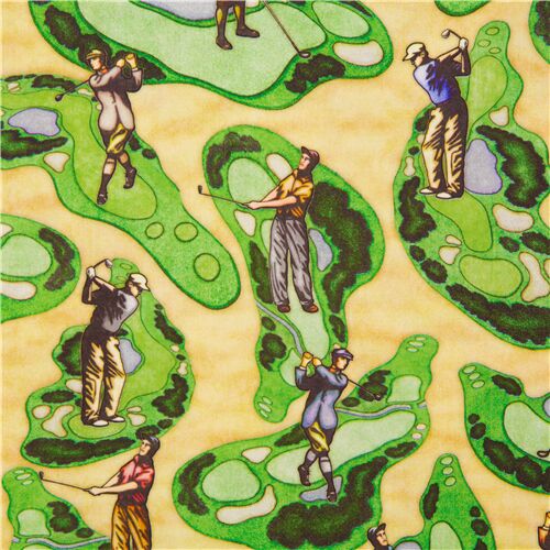 Golfspieler grünes Feld gelber Stoff USA Stoff
