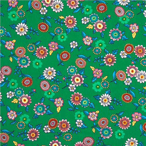 Grüner glatter Strickstoff mit Blumenmuster USA extrabreit Stoff