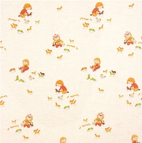 Heather Ross canvas fabric child horses Far Far Away 3 2