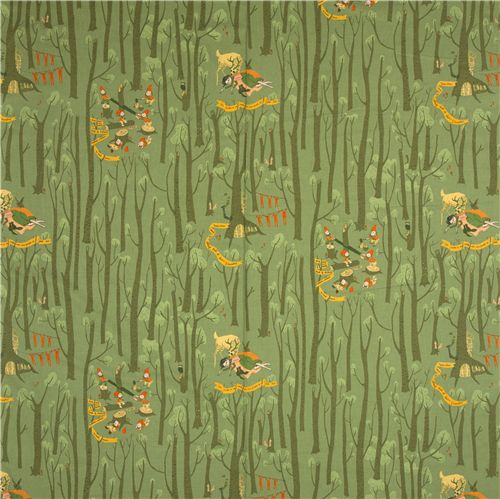 Heather Ross canvas fabric dwarfs forest Far Far Away 3 2