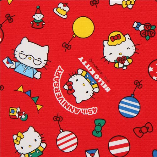 Hello Kitty 45. Jubilum Wachstuch in Rot Stoff