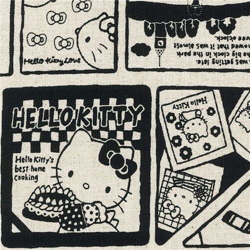 Hello Kitty 45th anniversary natural color comic panel oxford fabric Fabric