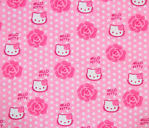 Hello Kitty Köpfe Stoff mit Rosen Sanrio 0,5m 1
