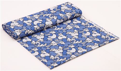 Hello Kitty oxford fabric blue hearts by Sanrio from Japan 0