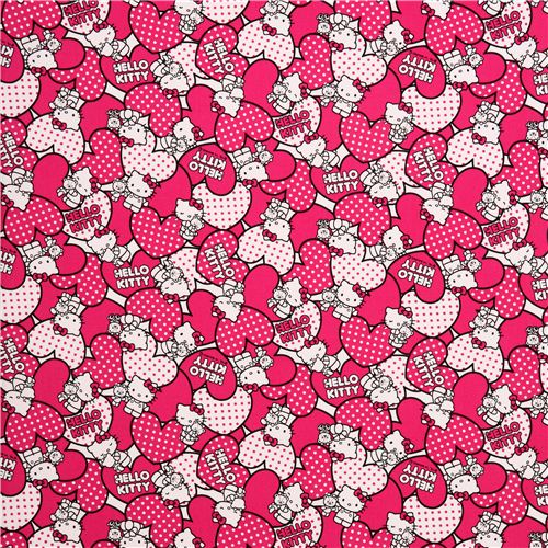 Hello Kitty oxford fabric pink hearts by Sanrio from Japan 0