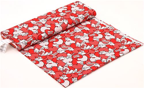 Hello Kitty oxford fabric red hearts by Sanrio from Japan 0