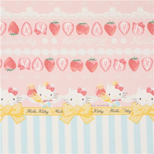 Hello Kitty strawberry oxford fabric with stripes Fabric