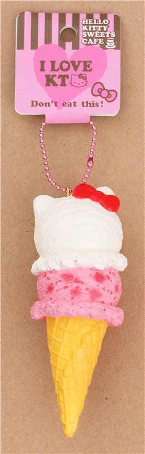 squishy Hello Kitty gelato bianco e rosa cono arancione 2